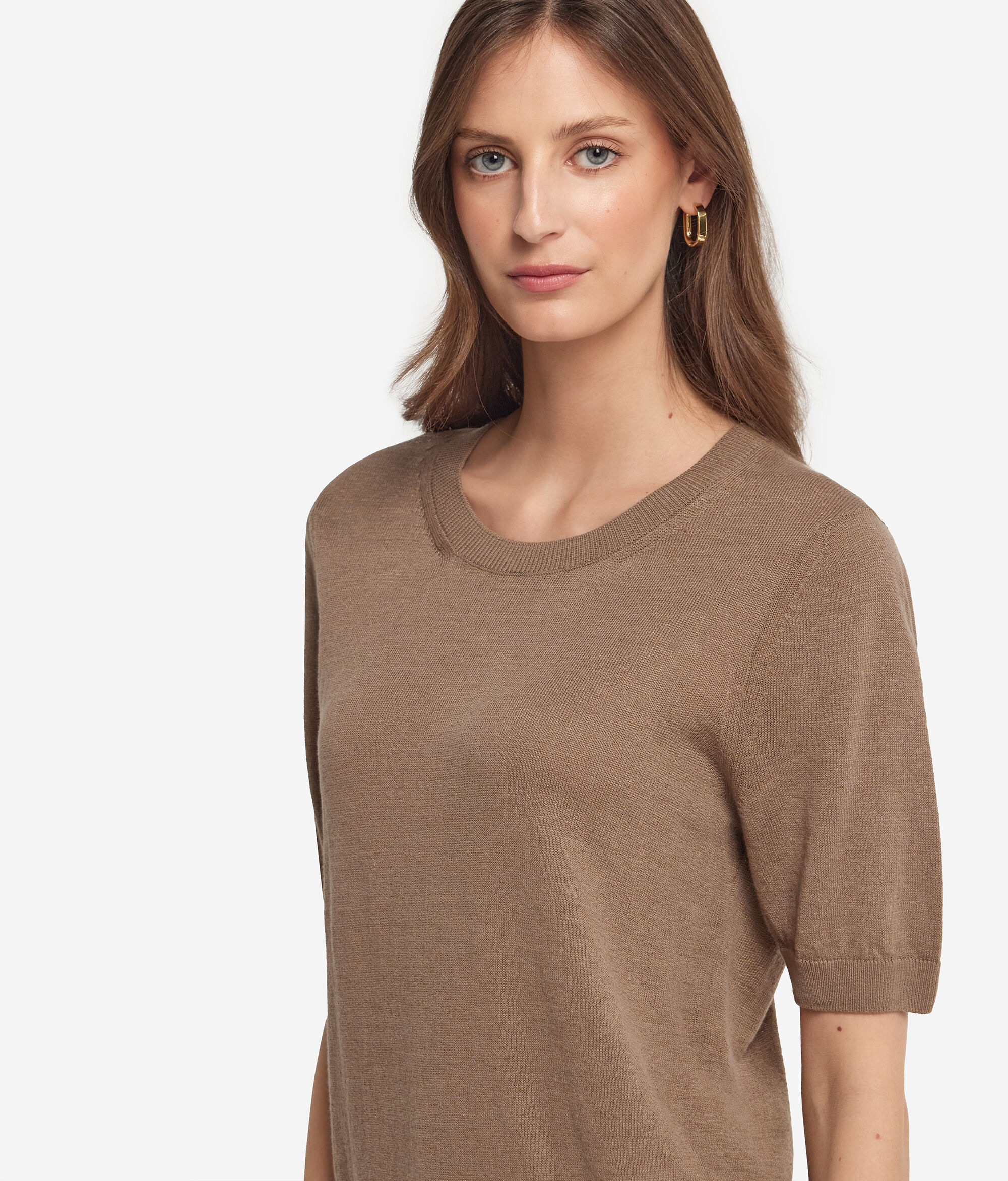 Cotton-Linen Crew Neck T-Shirt