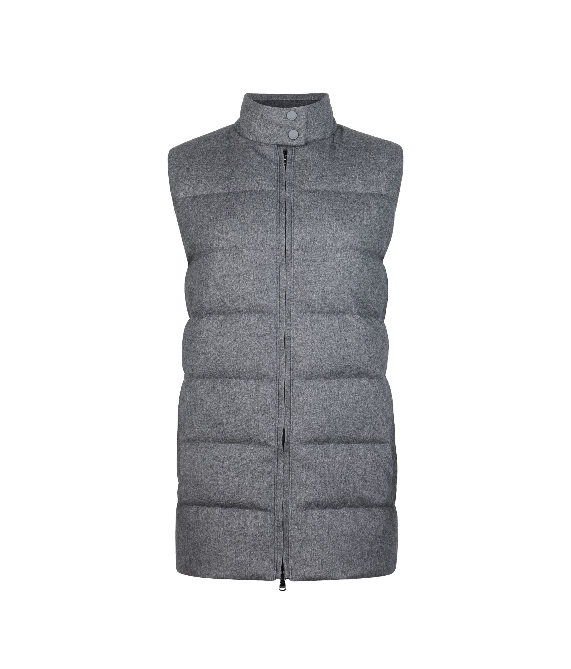 Piumino smanicato in seta e cashmere