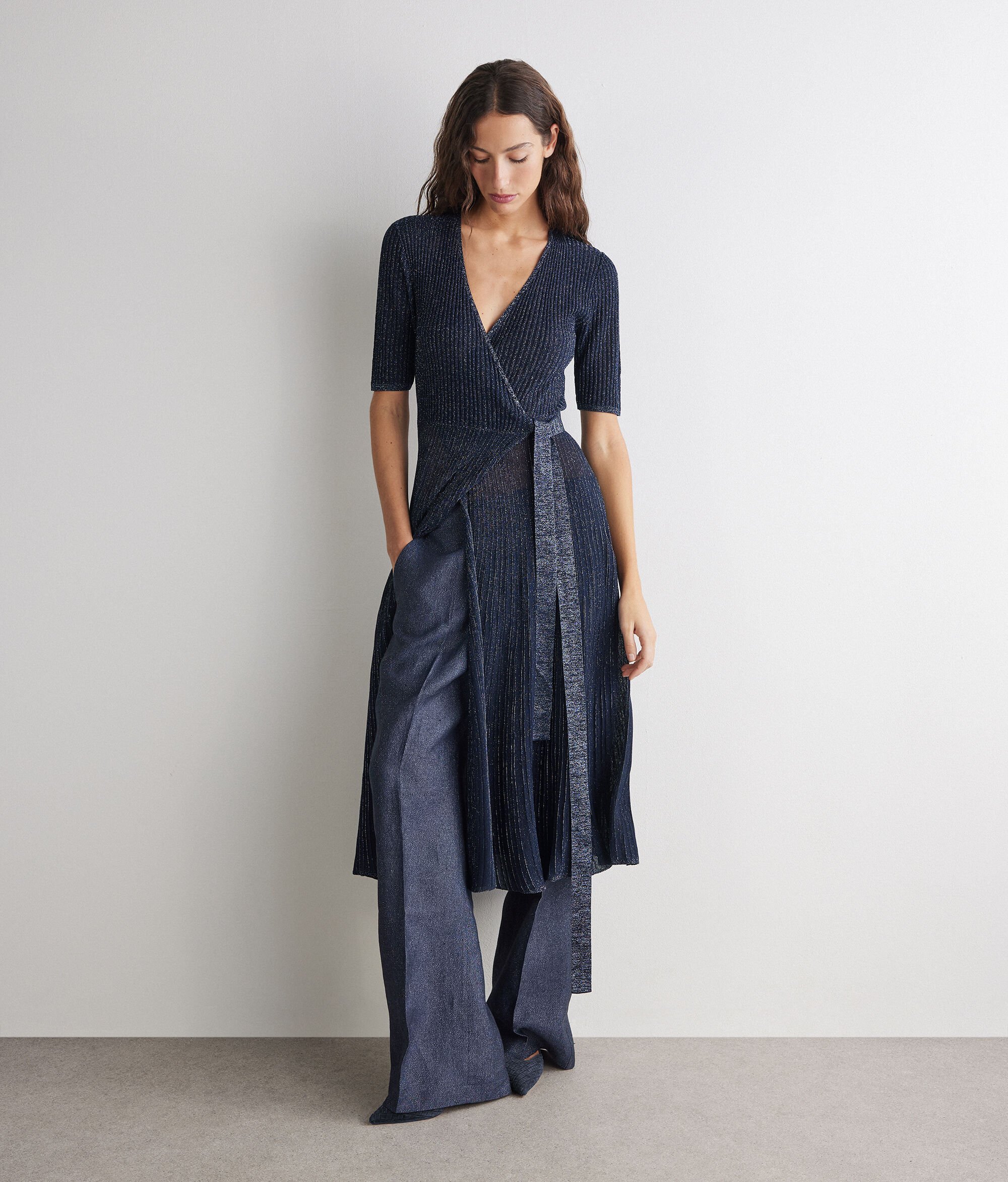 Robe portefeuille plissée