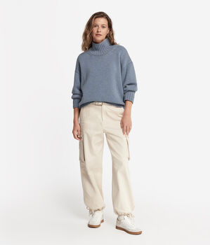 Jersey con cuello chimenea de punto de cashmere