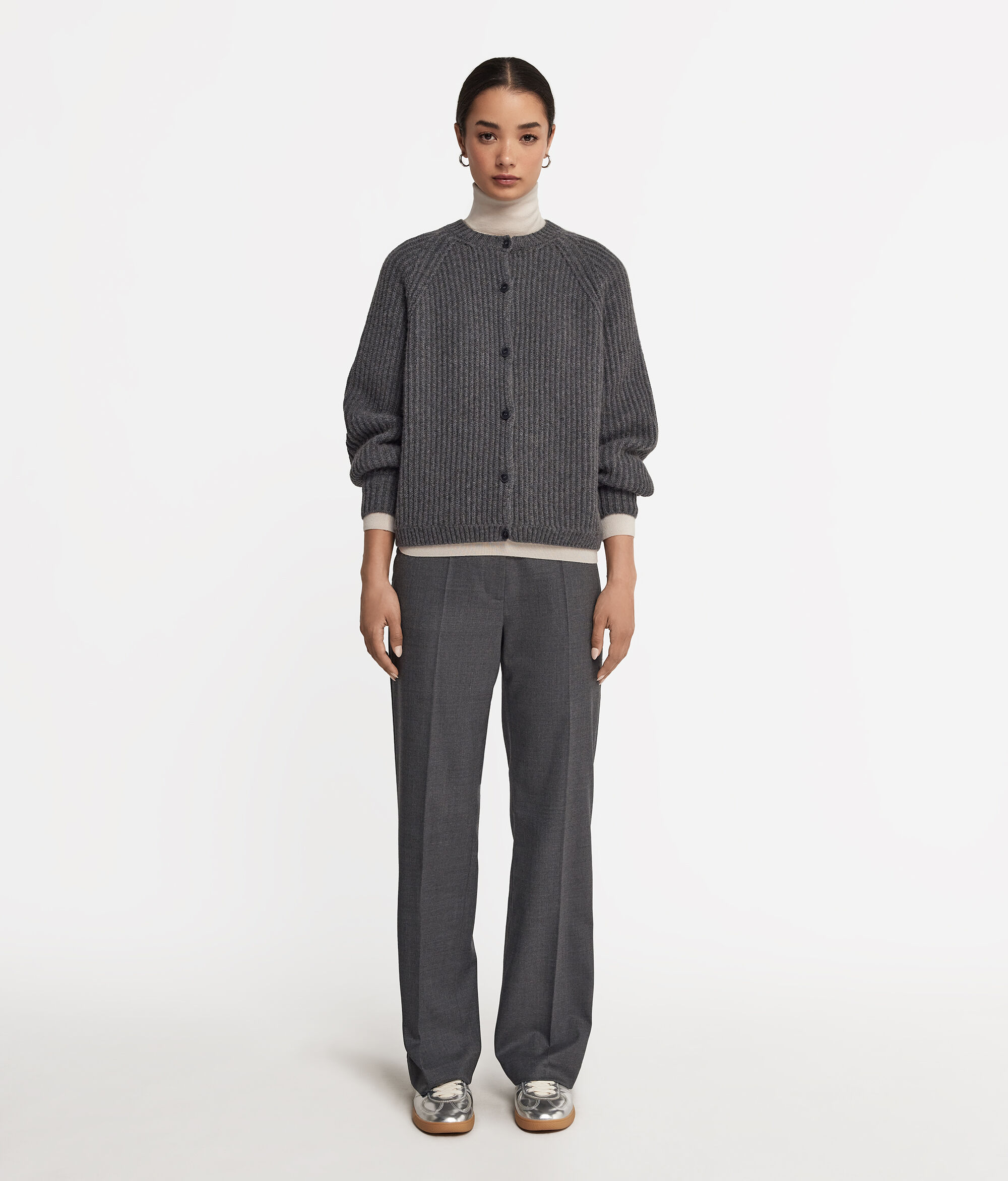 Cardigan aus Kaschmir Ultrasoft mit Rippenmotiv