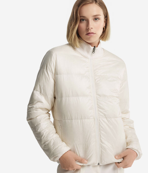 Двусторонний пуховик из кашемира с косами