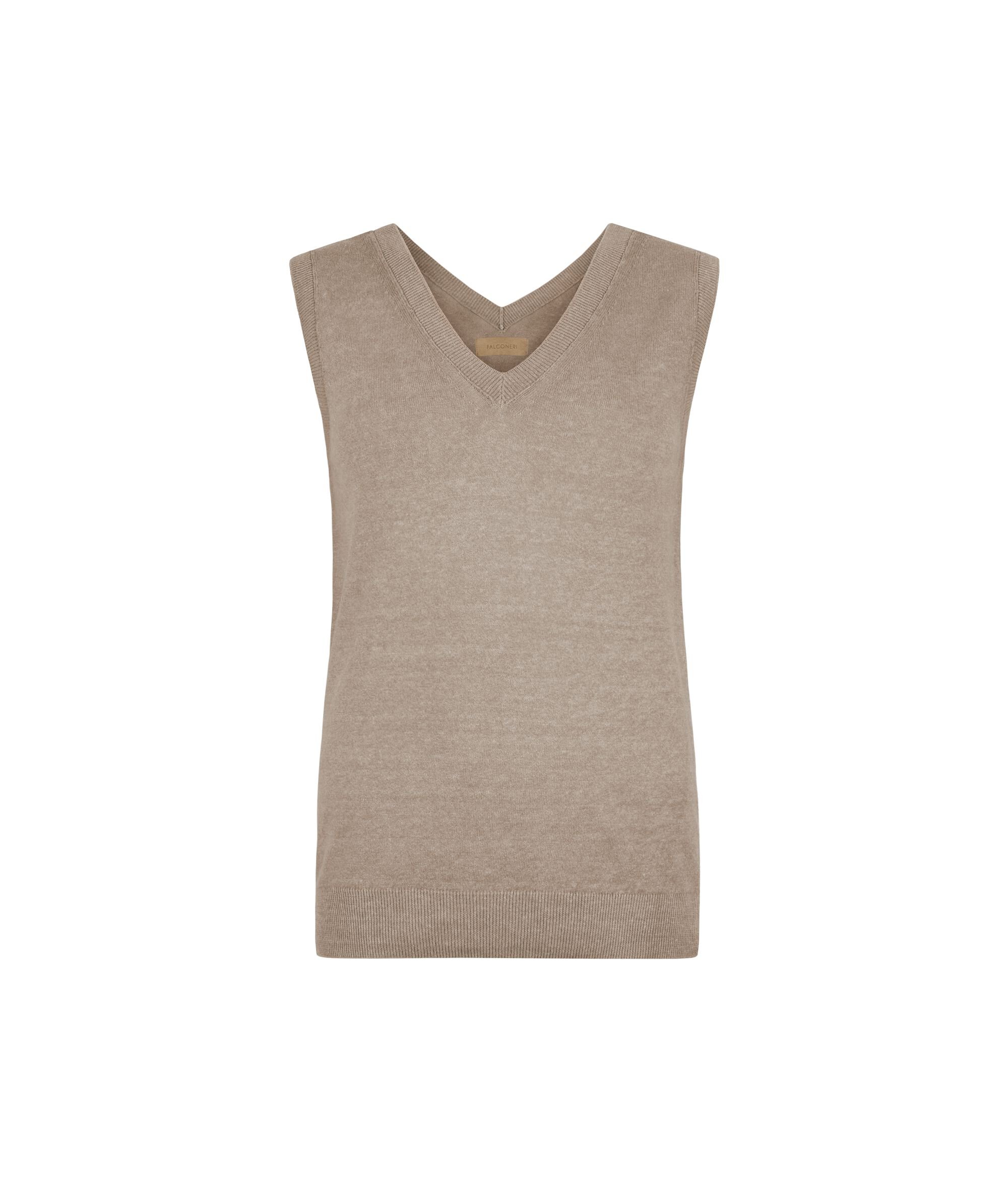 Tanktop mit V-Ausschnitt aus Leinen und Baumwolle