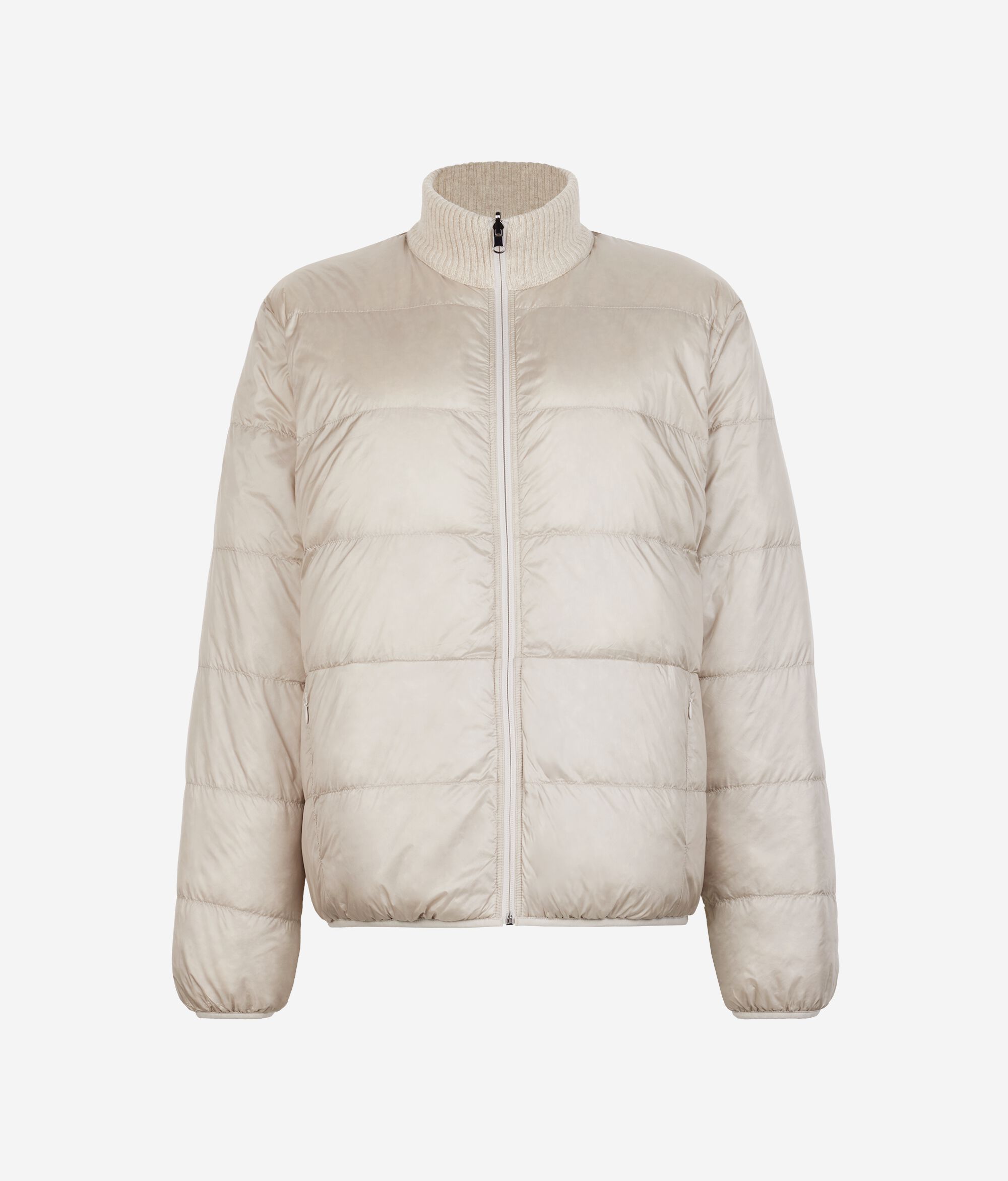 Двусторонний пуховик из кашемира с косами