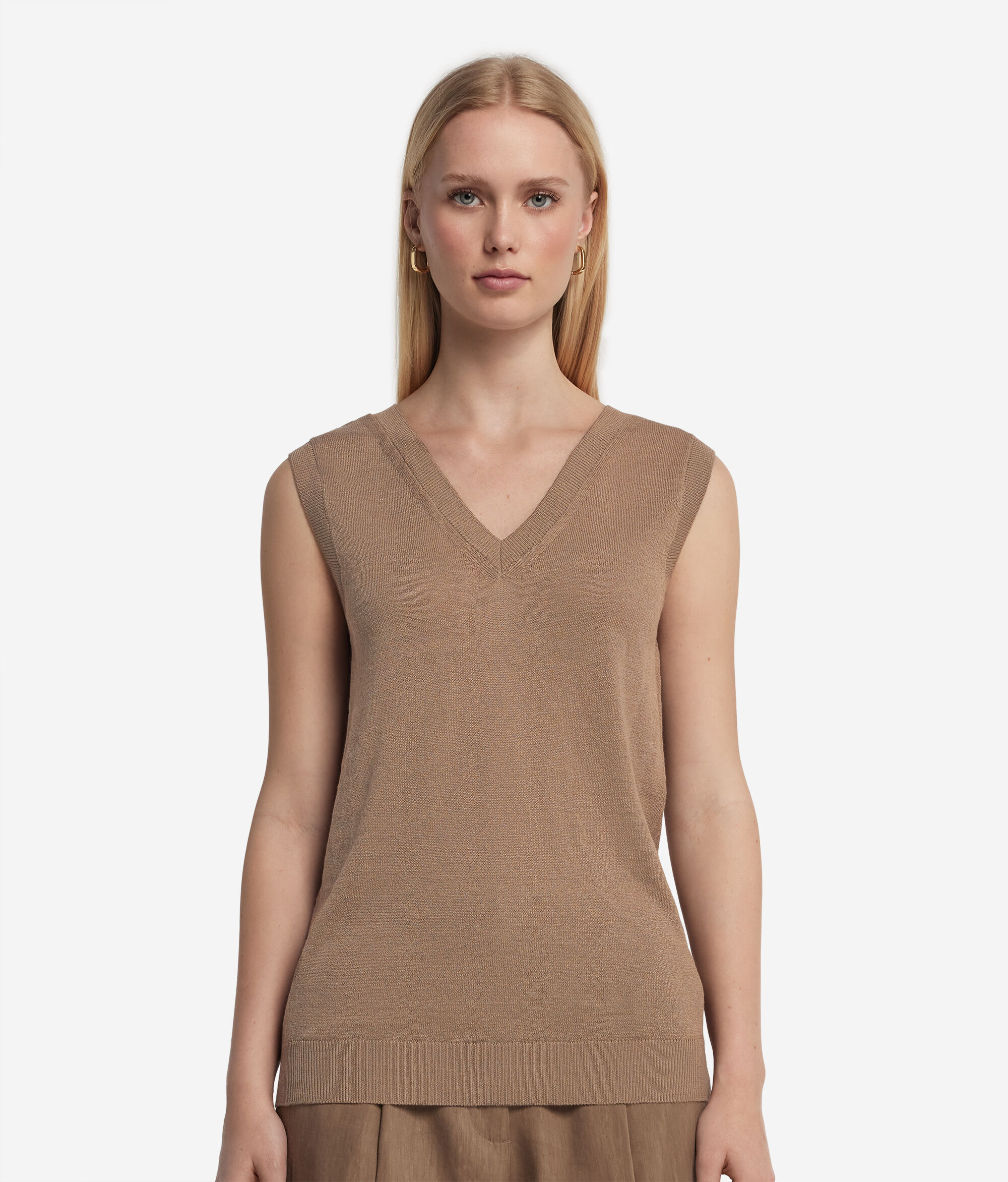 Cotton Linen V-Neck Tank Top