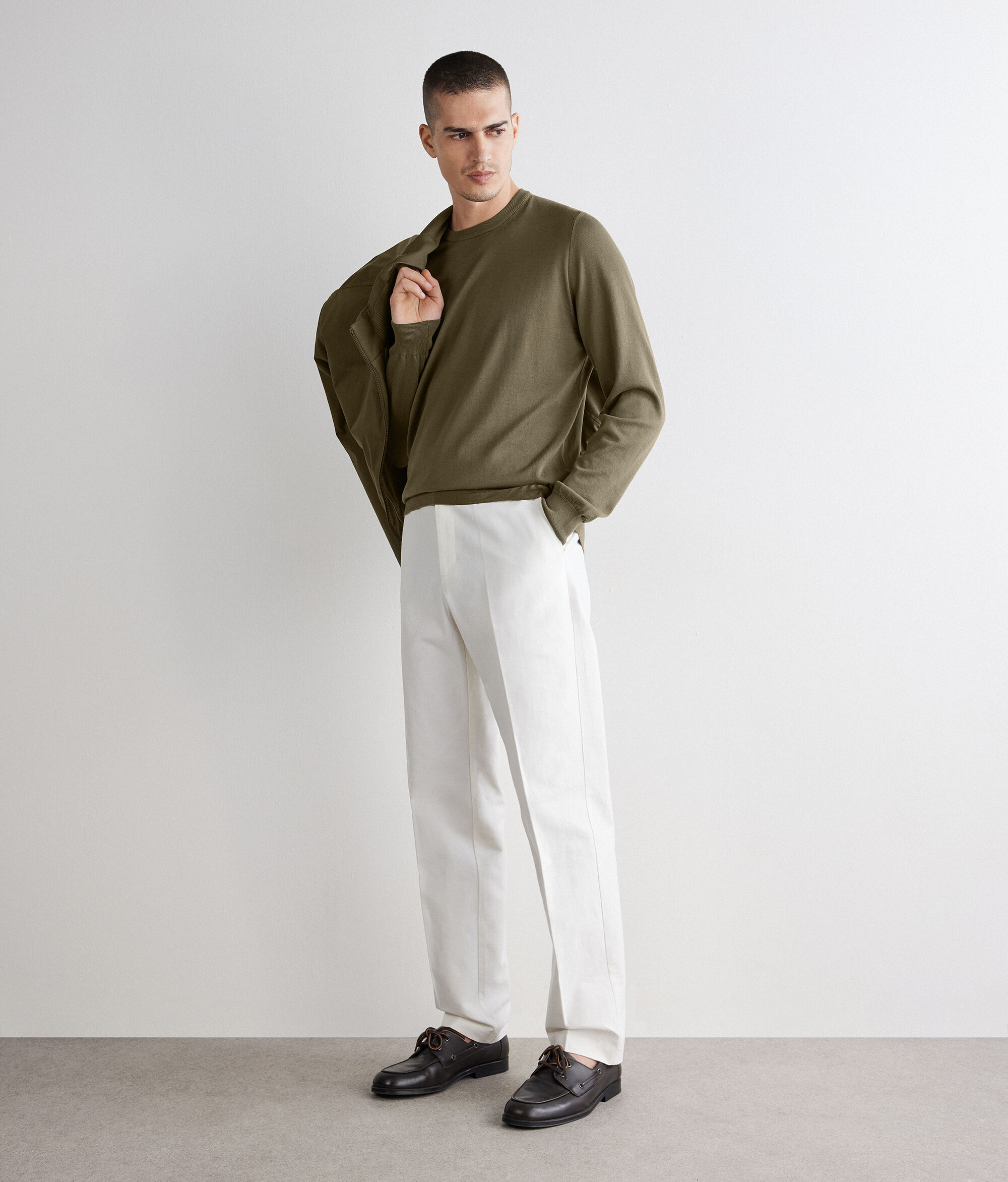 Hosszú Ujjú Környakú Pamut Pulóver