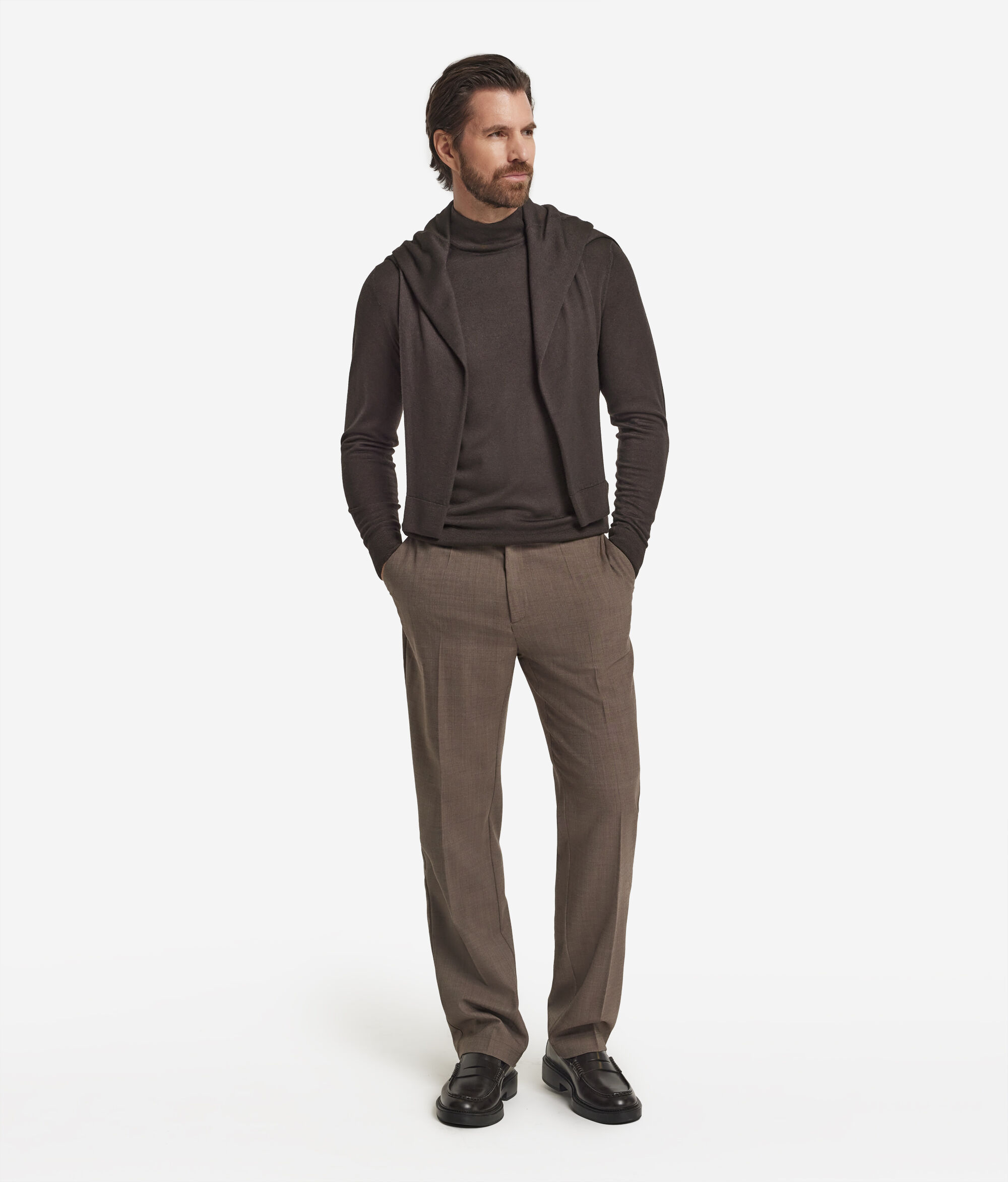 カシミヤ 長袖 ハイネックニット