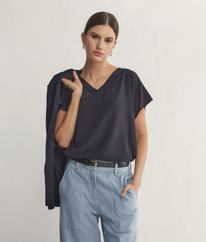 Kimono V Yaka İpek T-shirt