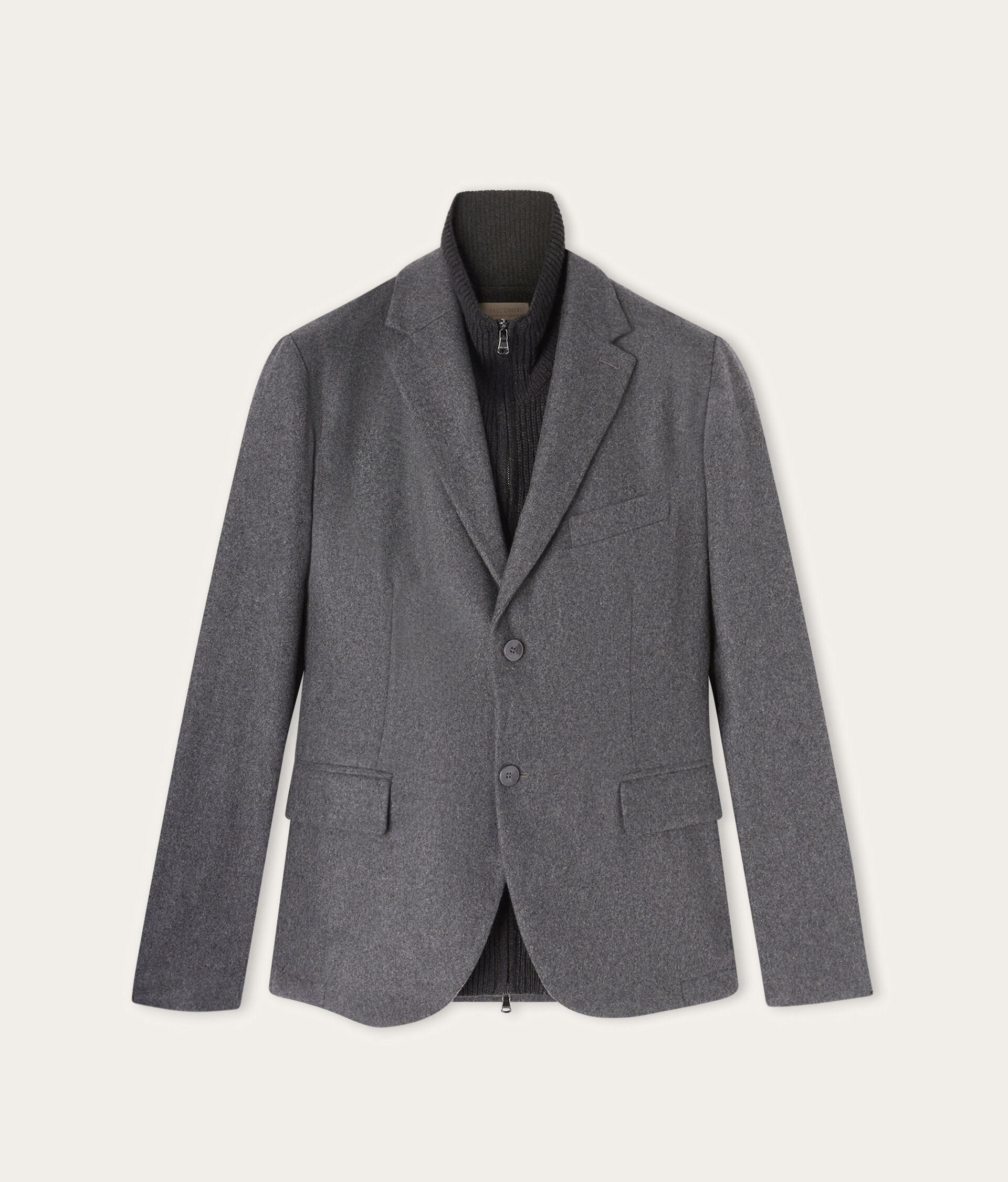 Cashmere jacket with leather patches