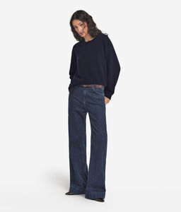 Girocollo con spacchi in Cashmere Ultrasoft - BLUE