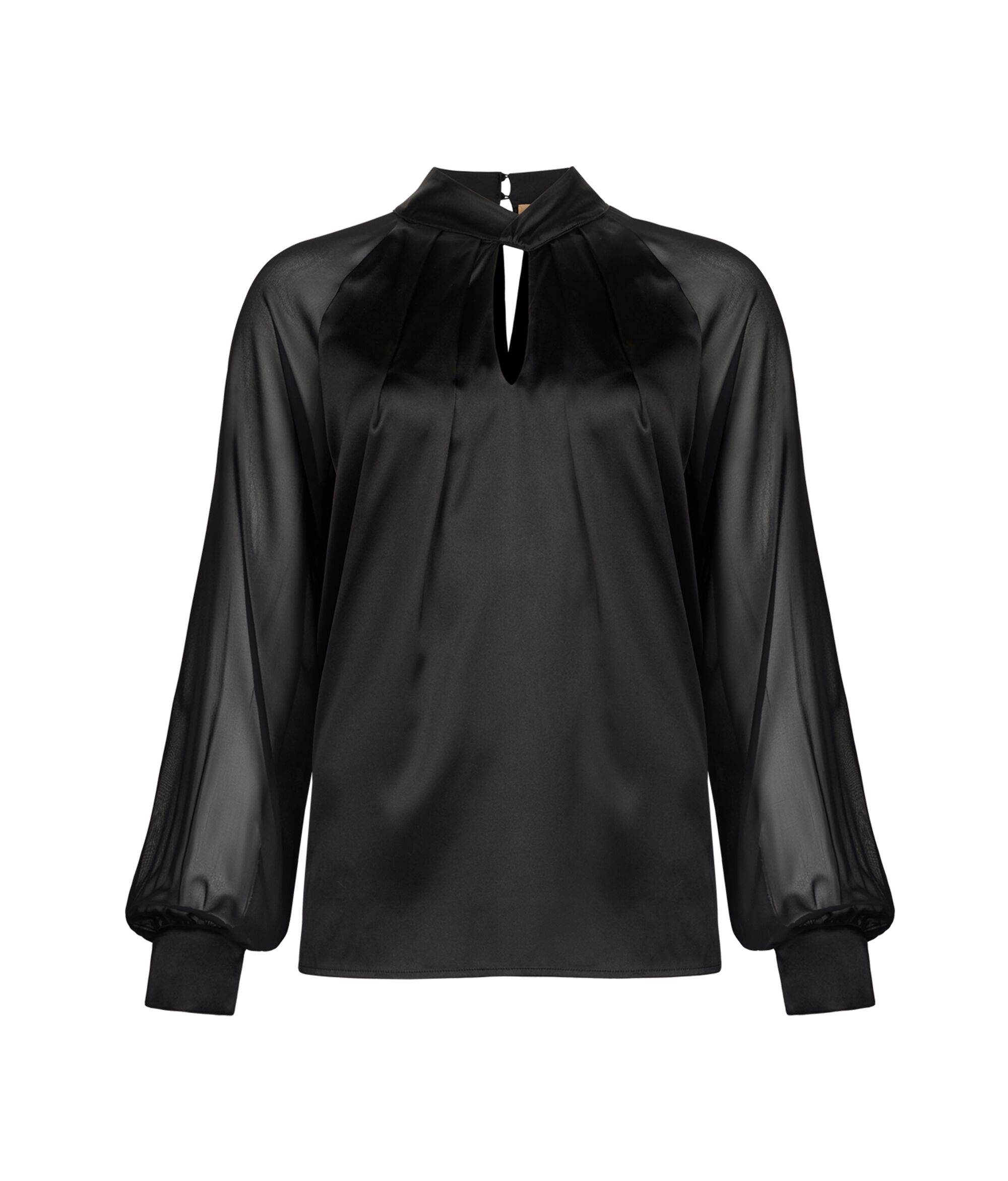 Bluse aus Seidensatin mit überkreuztem Kragen