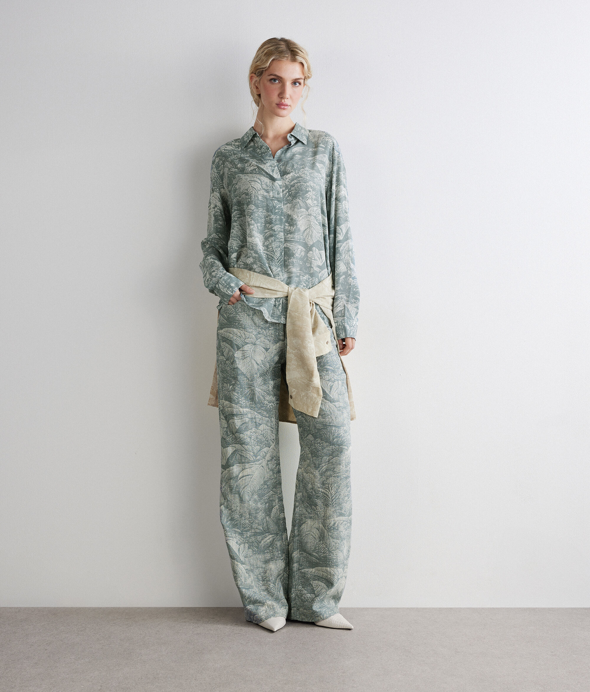 Printed Silk Collared Shirt