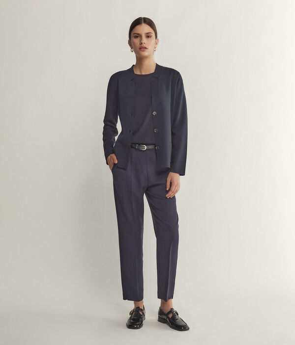 Pantalon cigarette en viscose et laine