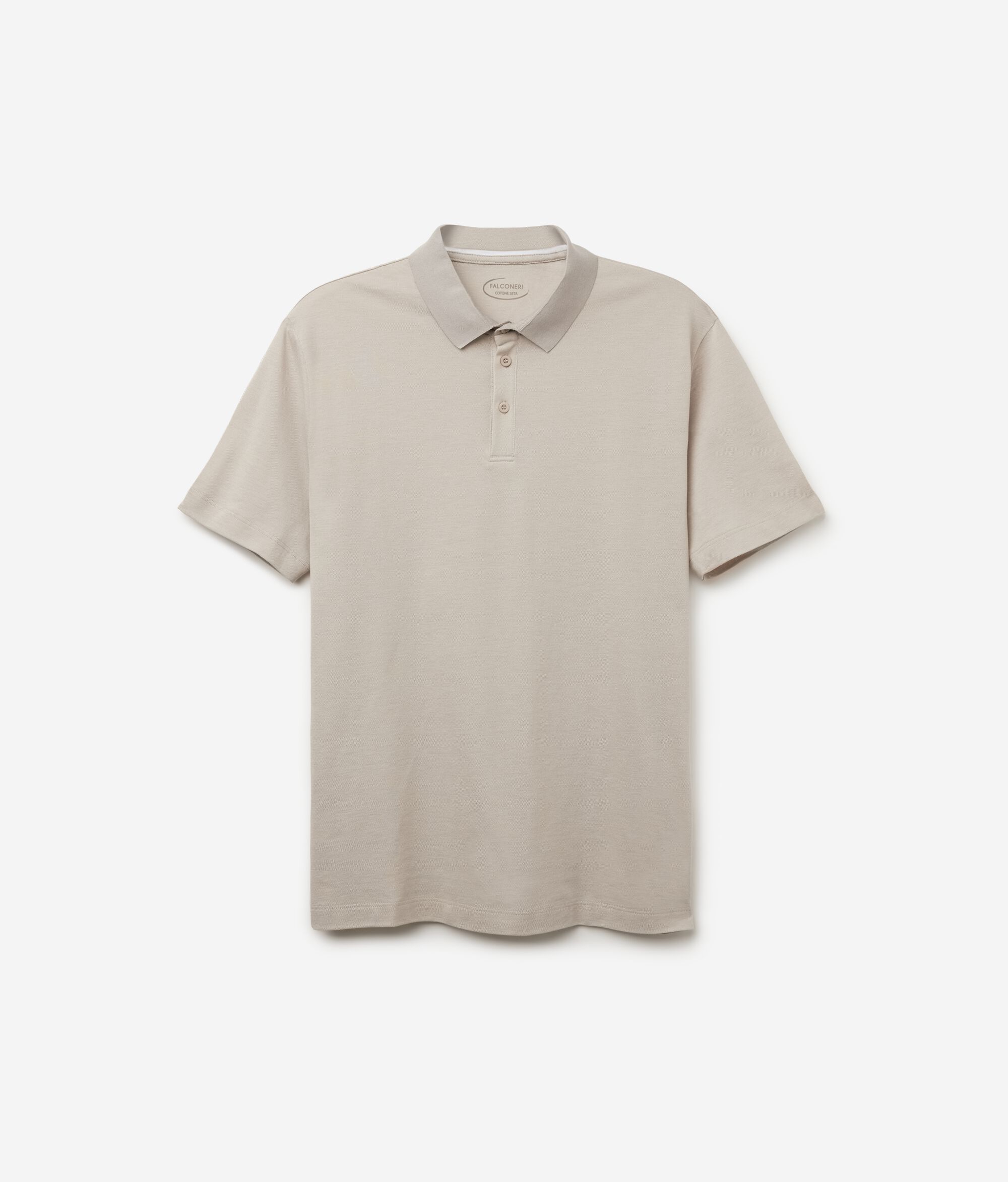 Poloshirt aus Baumwollpikee und Seide mit kurzen Ärmeln