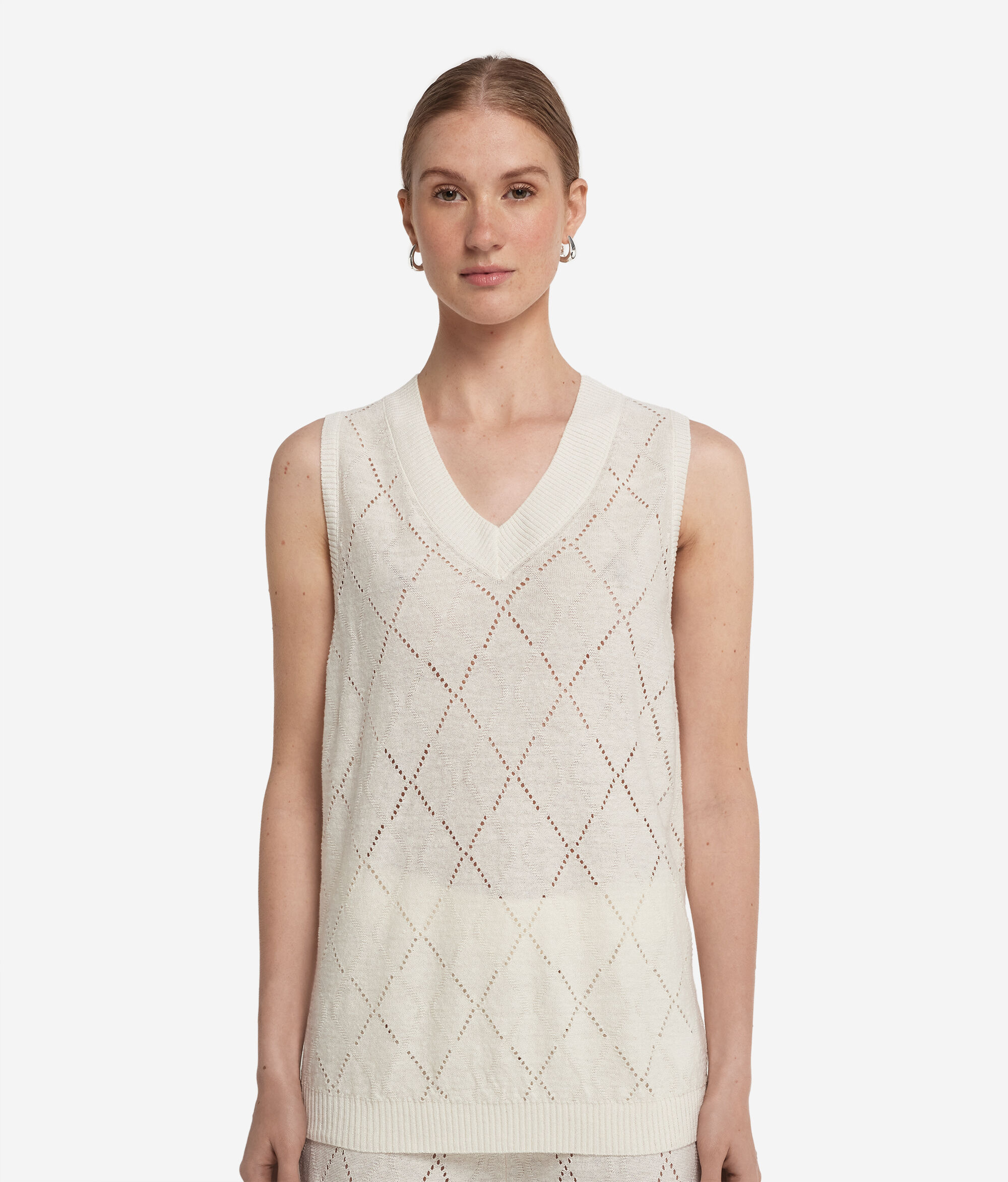 Tanktop mit V-Ausschnitt und Rautenmuster