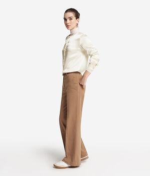 Chemise à col rond en satin de soie