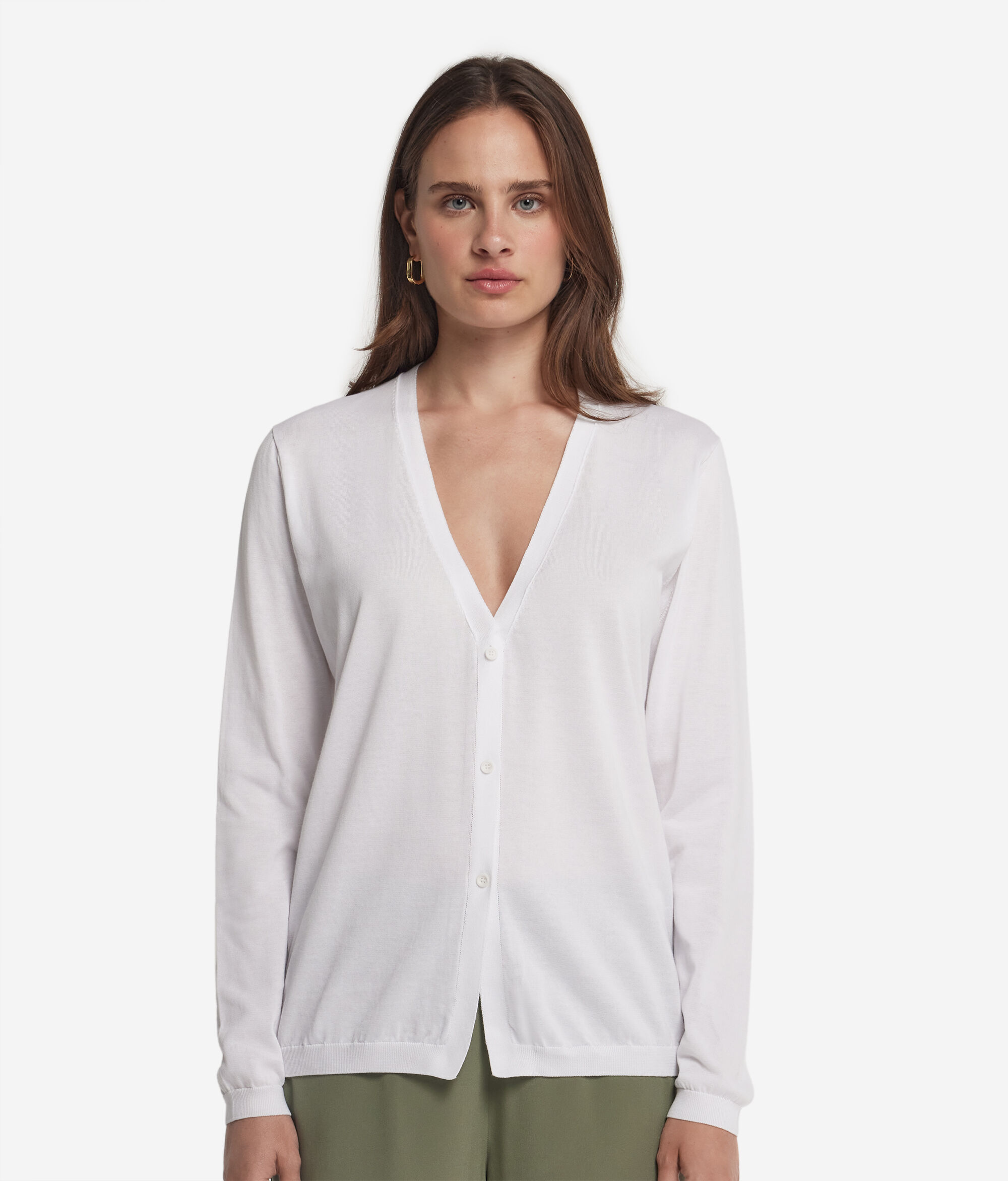 Cardigan de Manga Comprida em Algodão