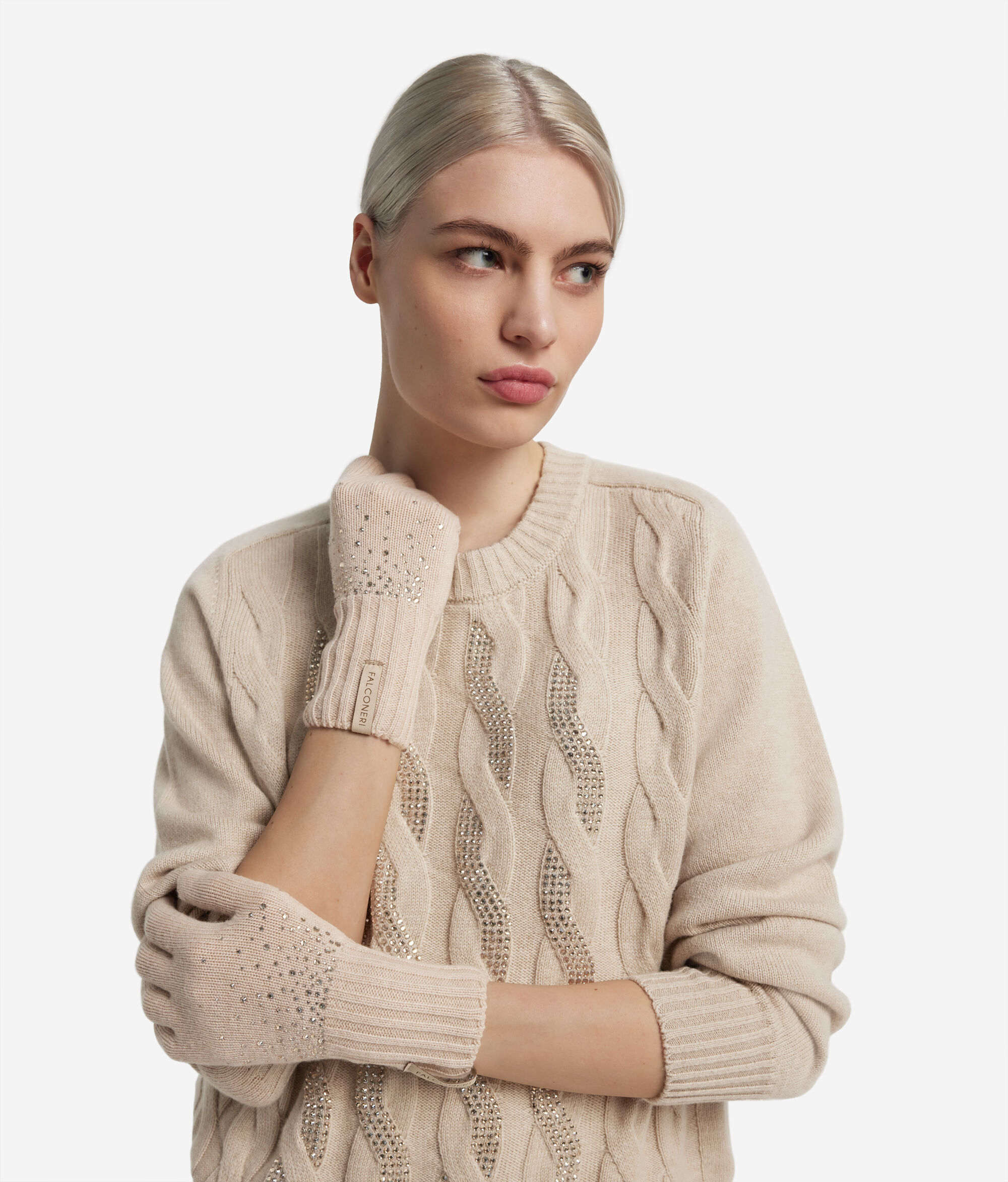 Suni Elmas Detaylı Kaşmir Eldiven