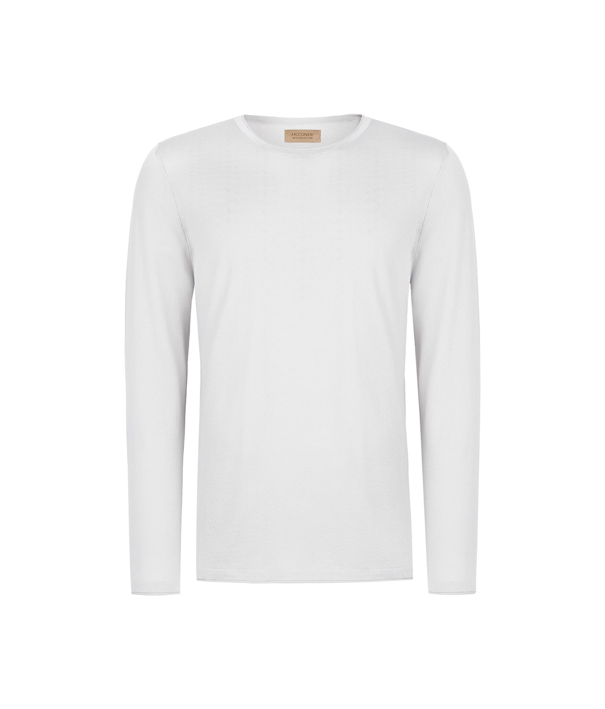 Round-Neck Silk and Cotton Jumper Colore White