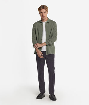 Chemise à manches longues en piqué de coton et soie