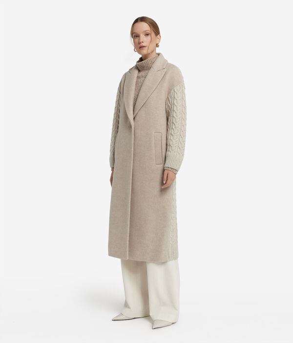 Кашемировое пальто с плетёным узором