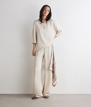 Spodnie z jedwabnej satyny z matowym efektem