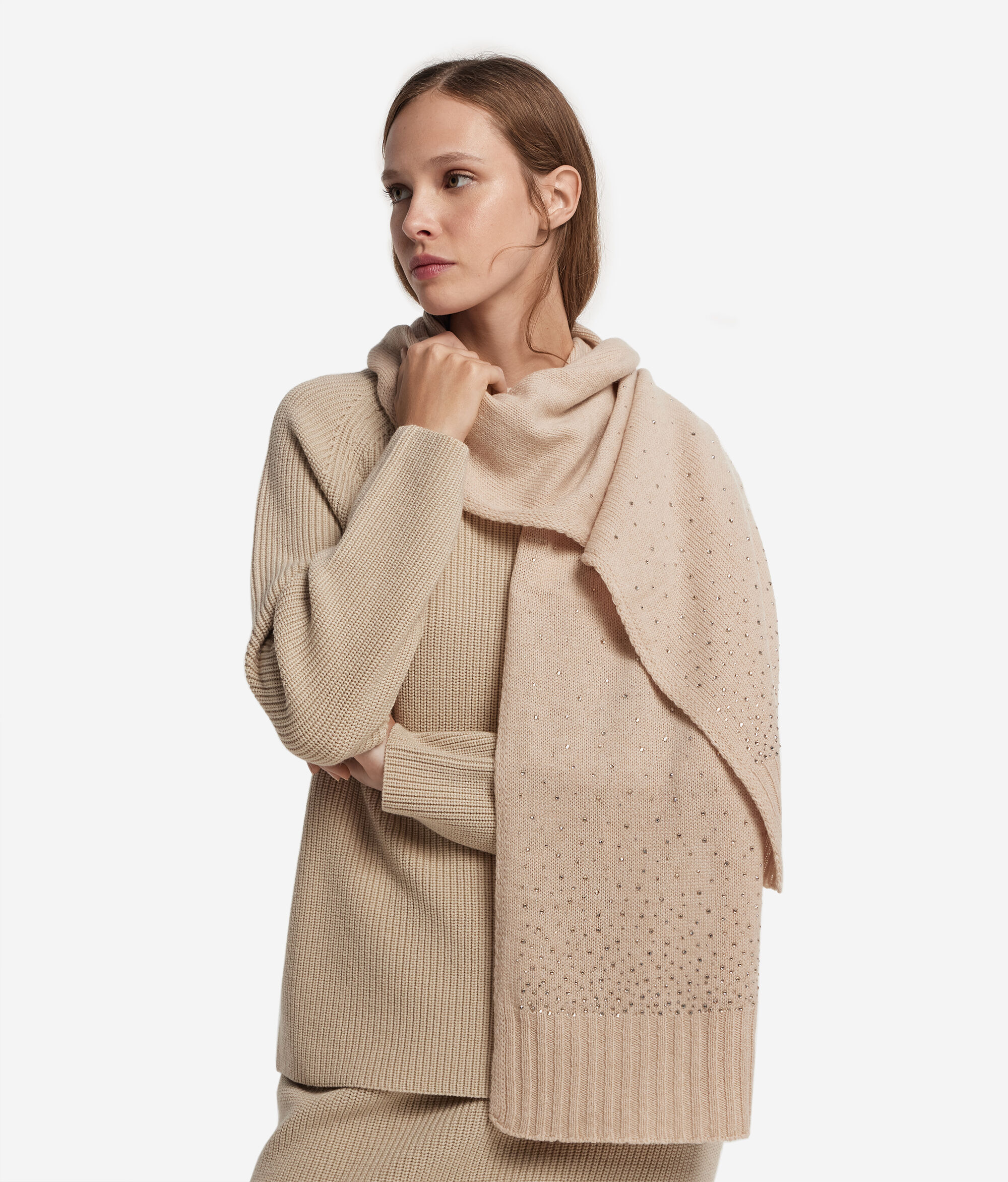 Sciarpa con strass in cashmere