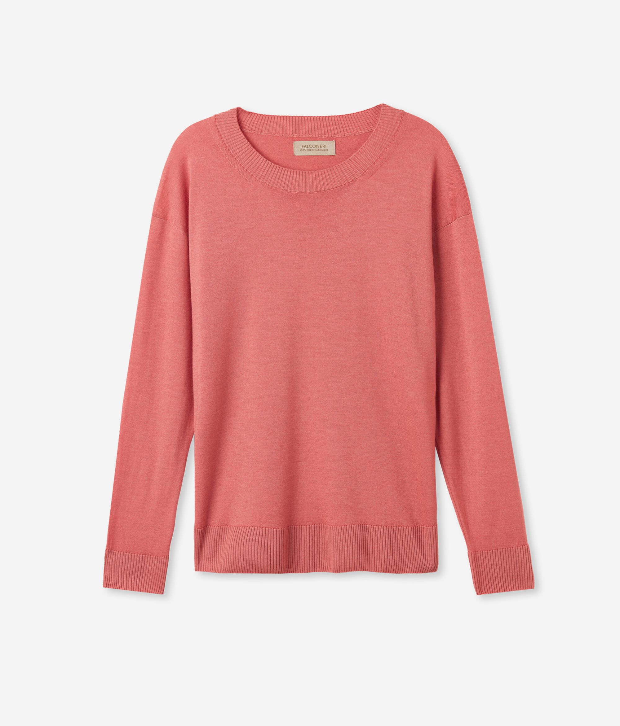 Round-Neck Cashmere Jumper with Slits
