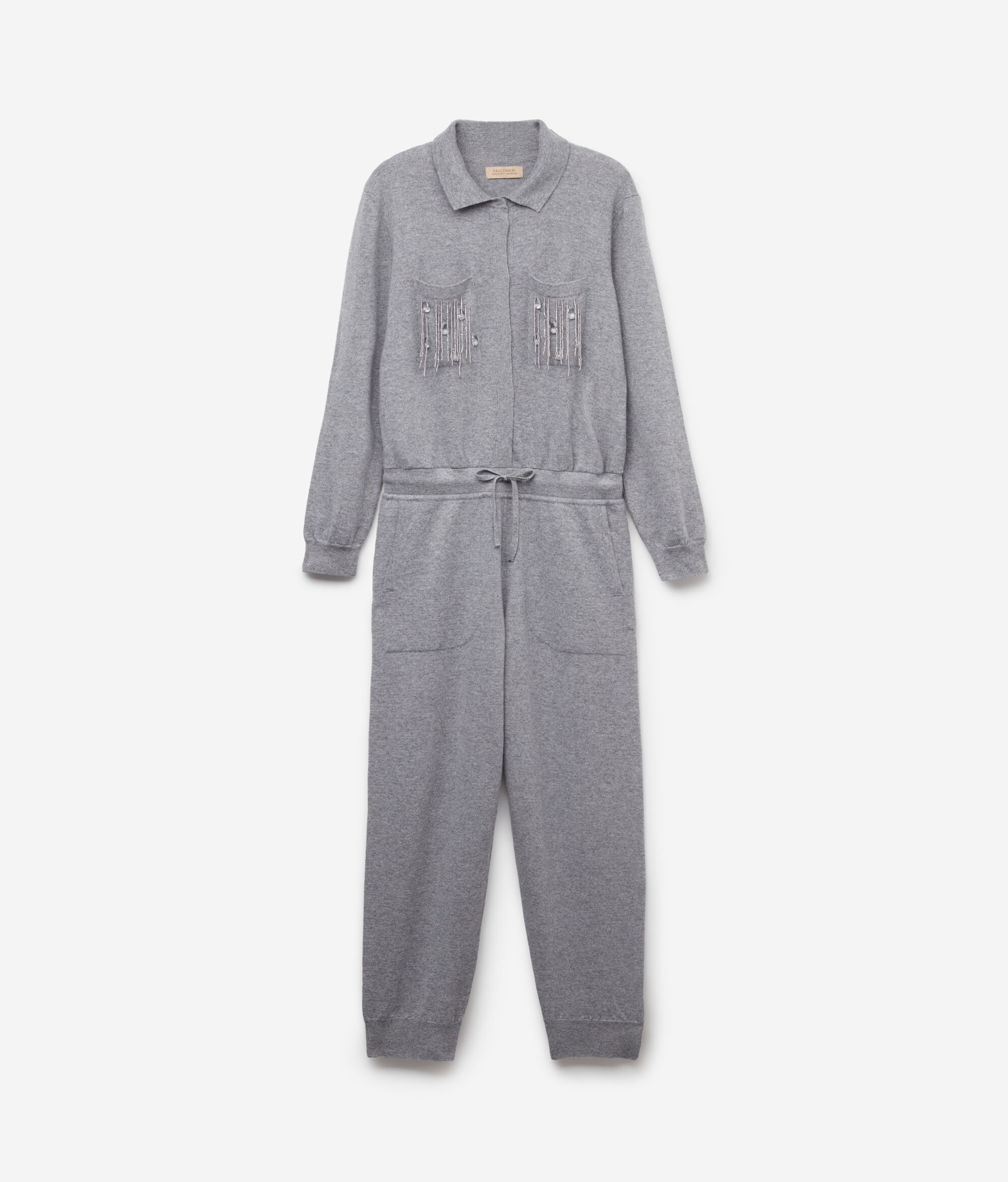 Mono de cashmere con flecos