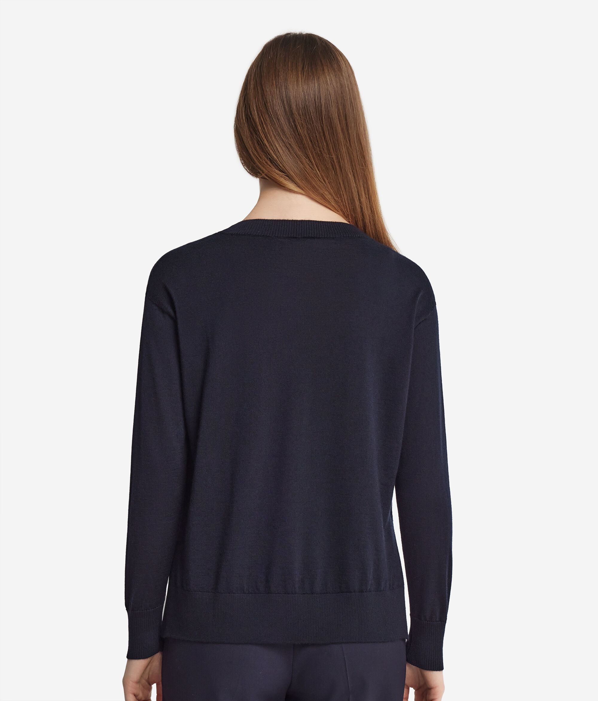 Round-Neck Cashmere Jumper with Slits