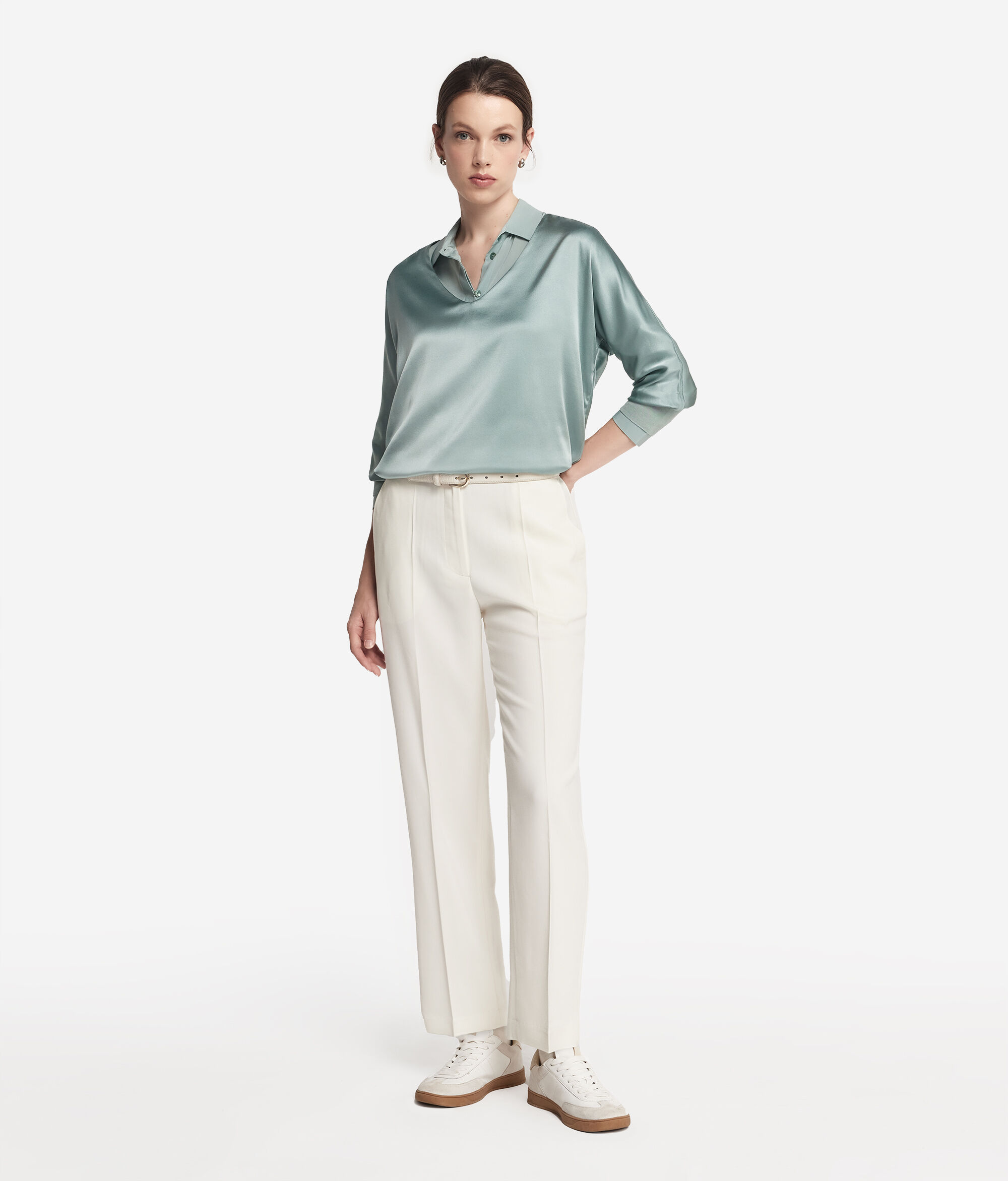 Blouse femme en soie à col en V