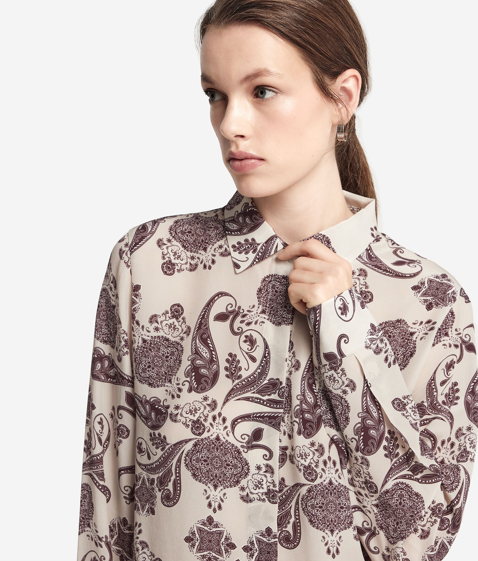 Printed Silk Shirt with Collar