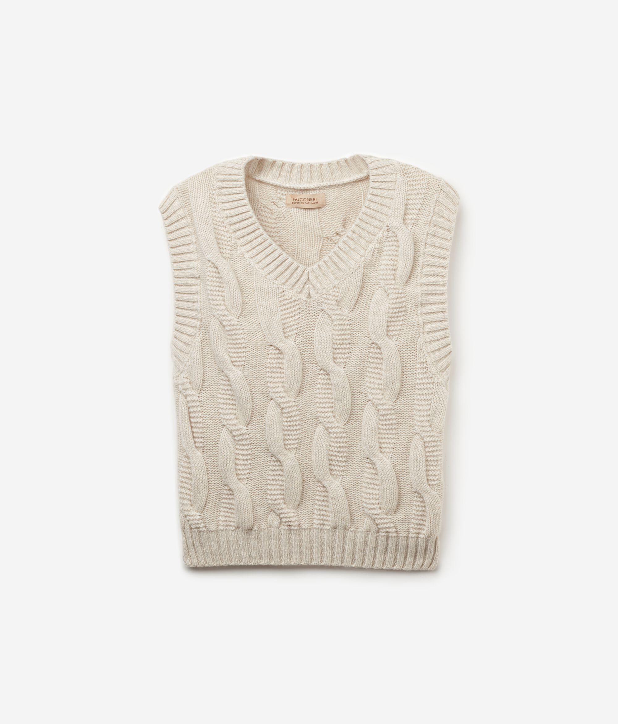 Gilet sans manches à torsades en cachemire ultra-doux