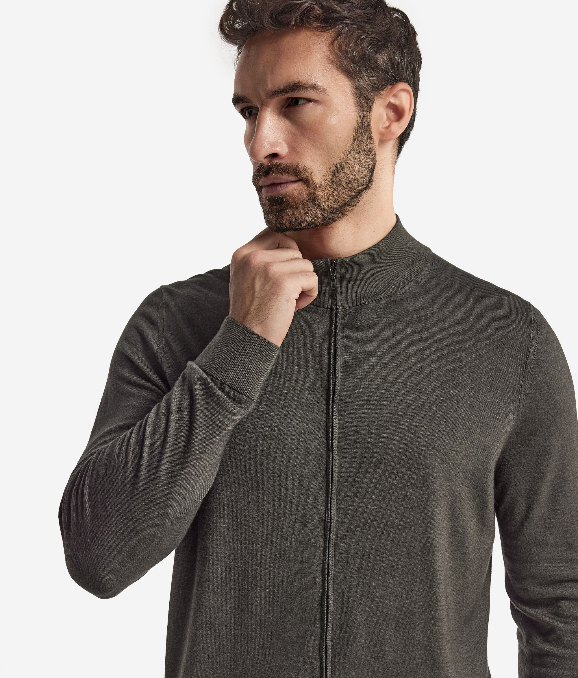 Cashmere Zip-Up Cardigan