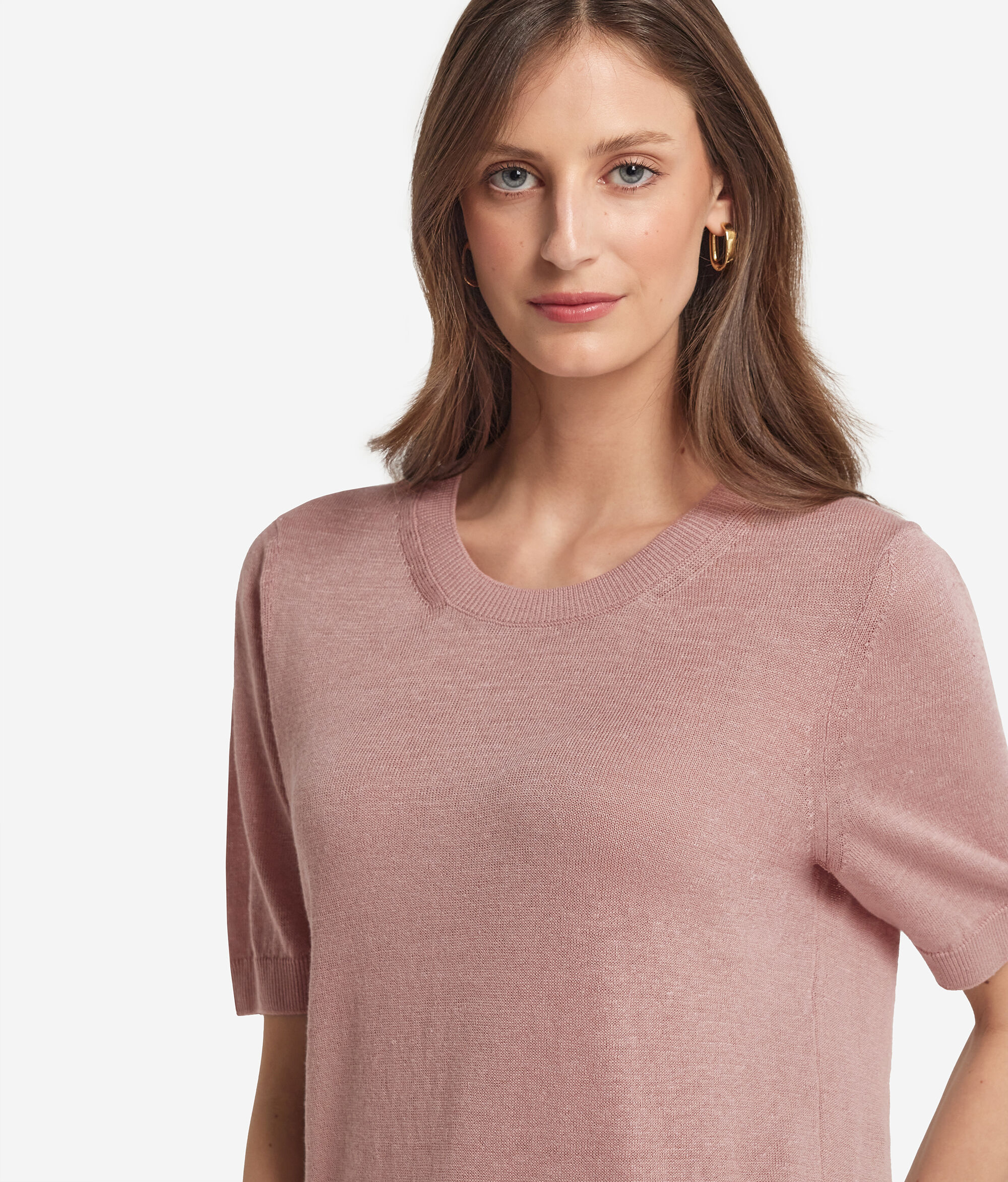 Cotton-Linen Crew Neck T-Shirt