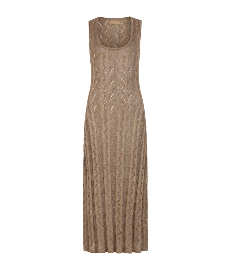 Falconeri Lamé ribbed cable-knit dress Woman Wheat