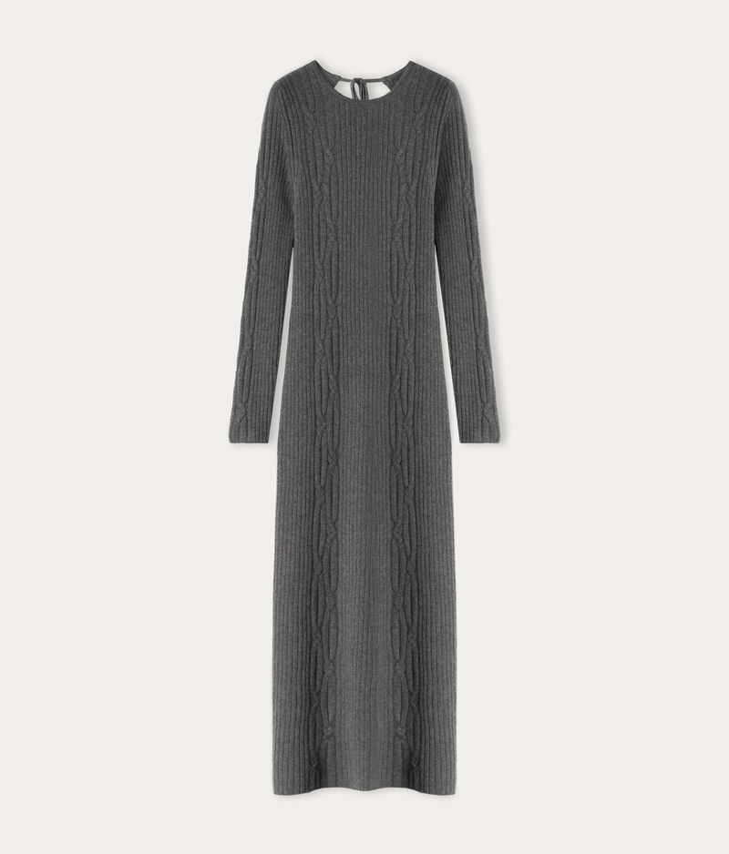 Falconeri Cashmere ribbed cable-knit dress Woman Dark Gray Size M