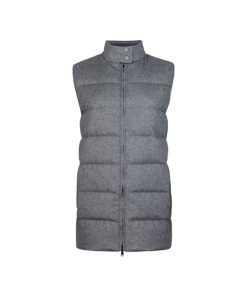 Falconeri Sleeveless silk and cashmere short quilted jacket Woman Dark Gray Size XS