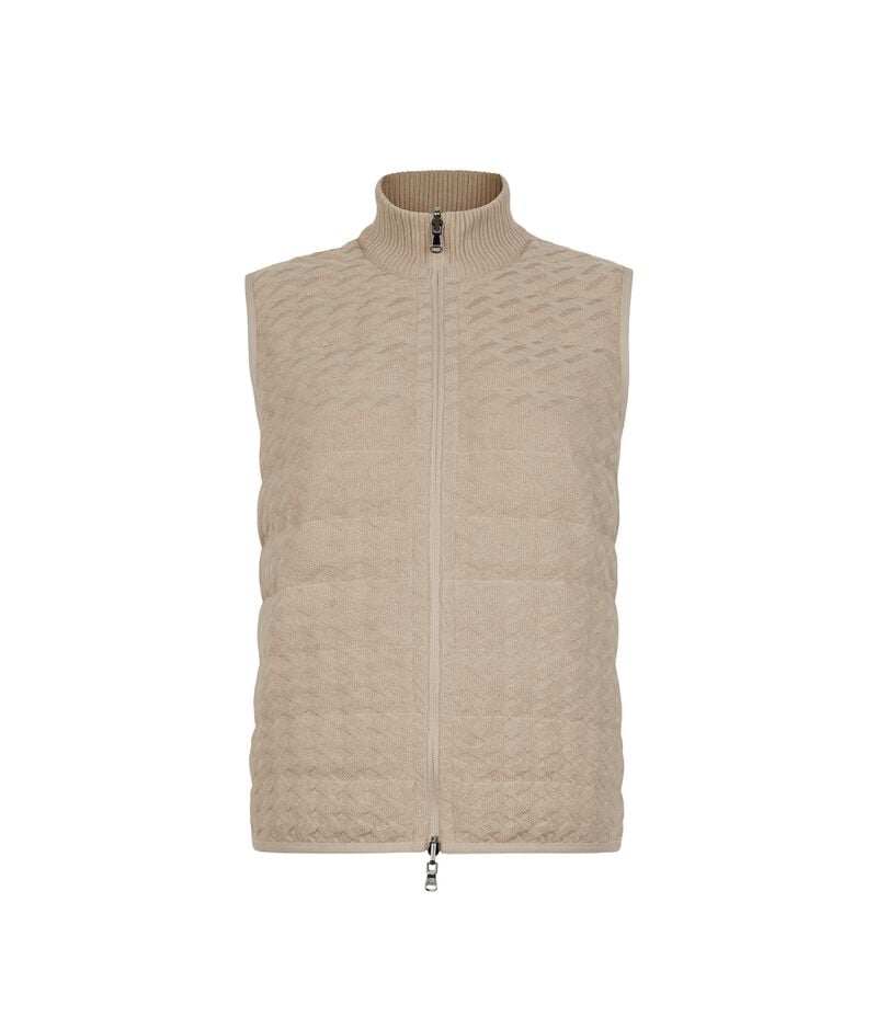 Falconeri Reversible sleeveless short quilted jacket in a cashmere basket-weave knit Woman Melange Rope Size LL