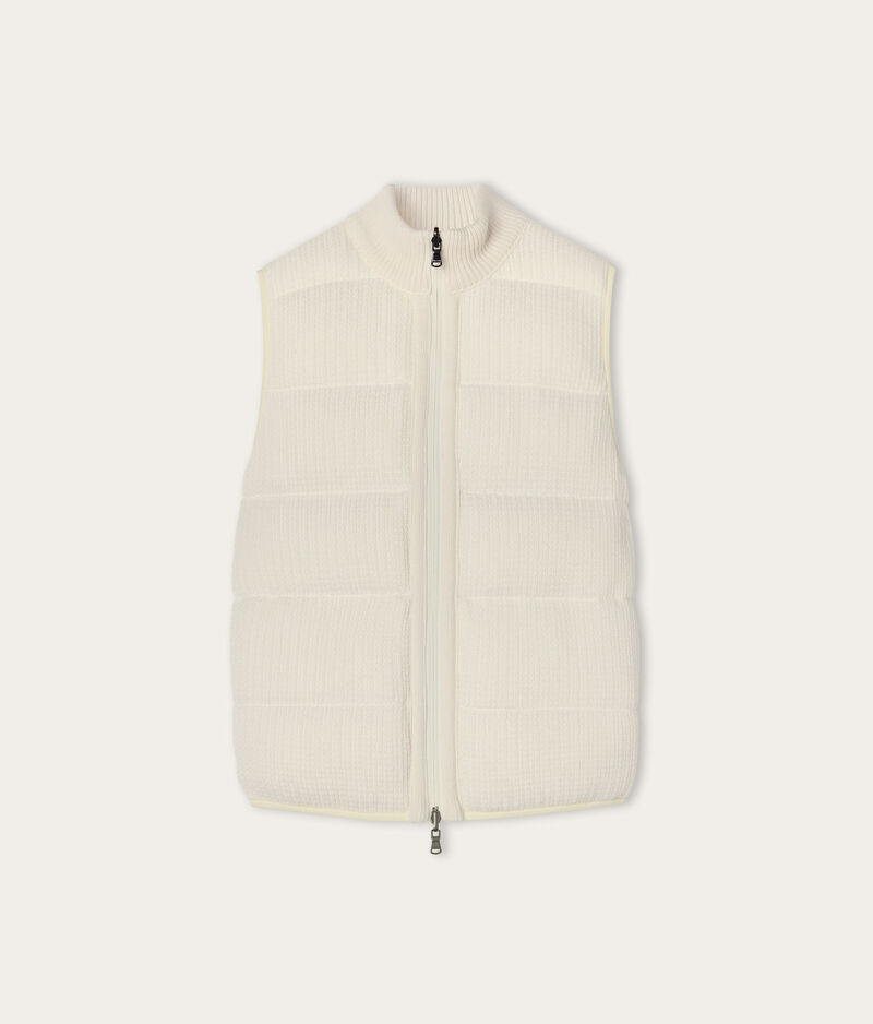 Falconeri Reversible cashmere sleeveless ribbed frisé short quilted jacket Woman Bow Size M