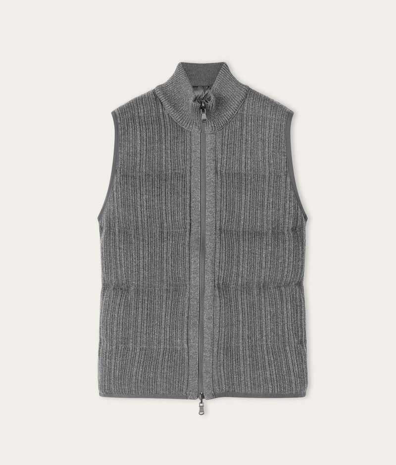 Falconeri Lamé Cashmere Reversible Down Vest Woman Grigio Mel Scuro Lame' Size M