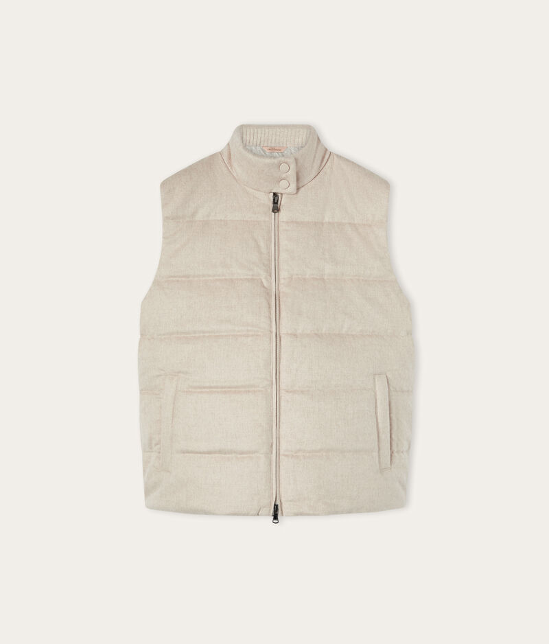 Falconeri Sleeveless silk and cashmere short quilted jacket Woman Stone Size L