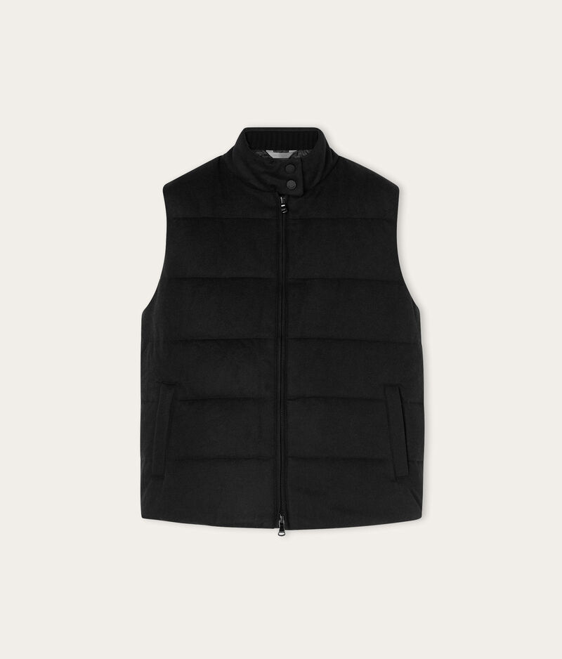 Falconeri Sleeveless silk and cashmere short quilted jacket Woman Black Size M