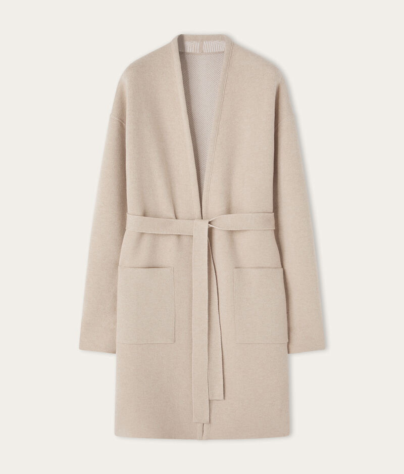 Falconeri Reversible herringbone cashmere coat Woman Spiked Melange Rope Size S