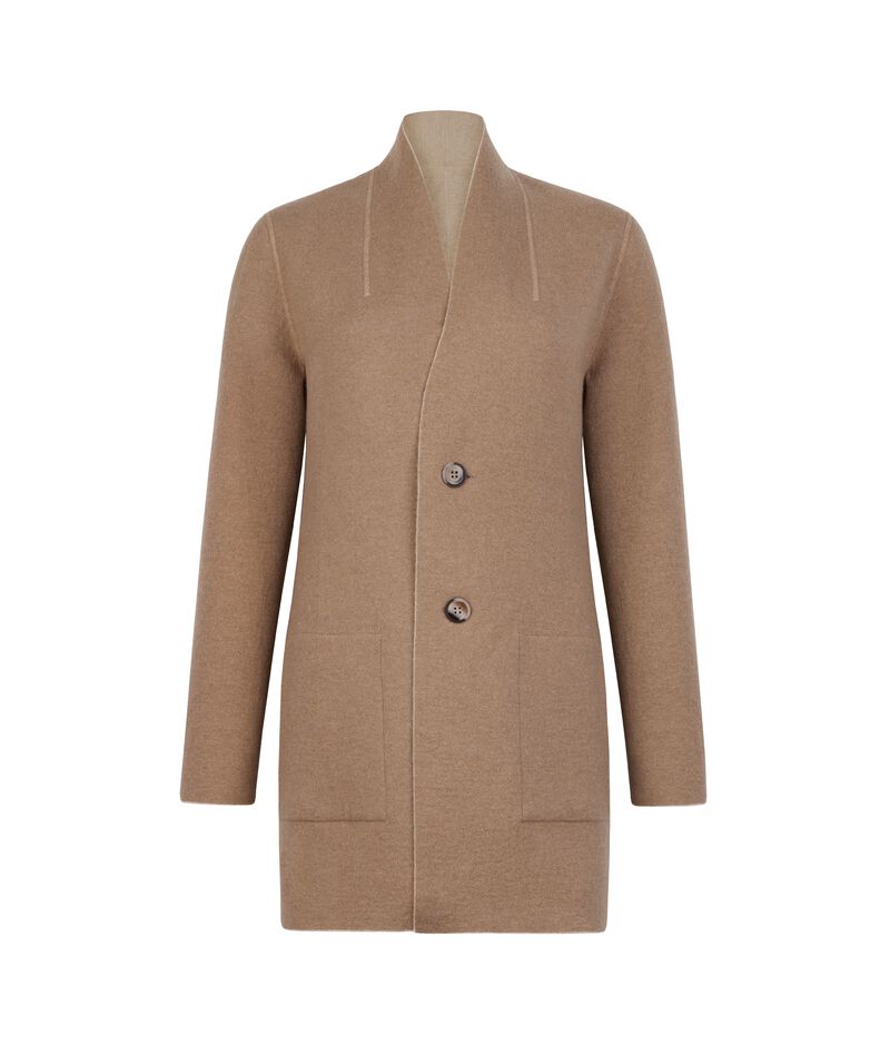 Falconeri Reversible coat with buttons in Ultrasoft Cashmere Woman Corda/grano Size L