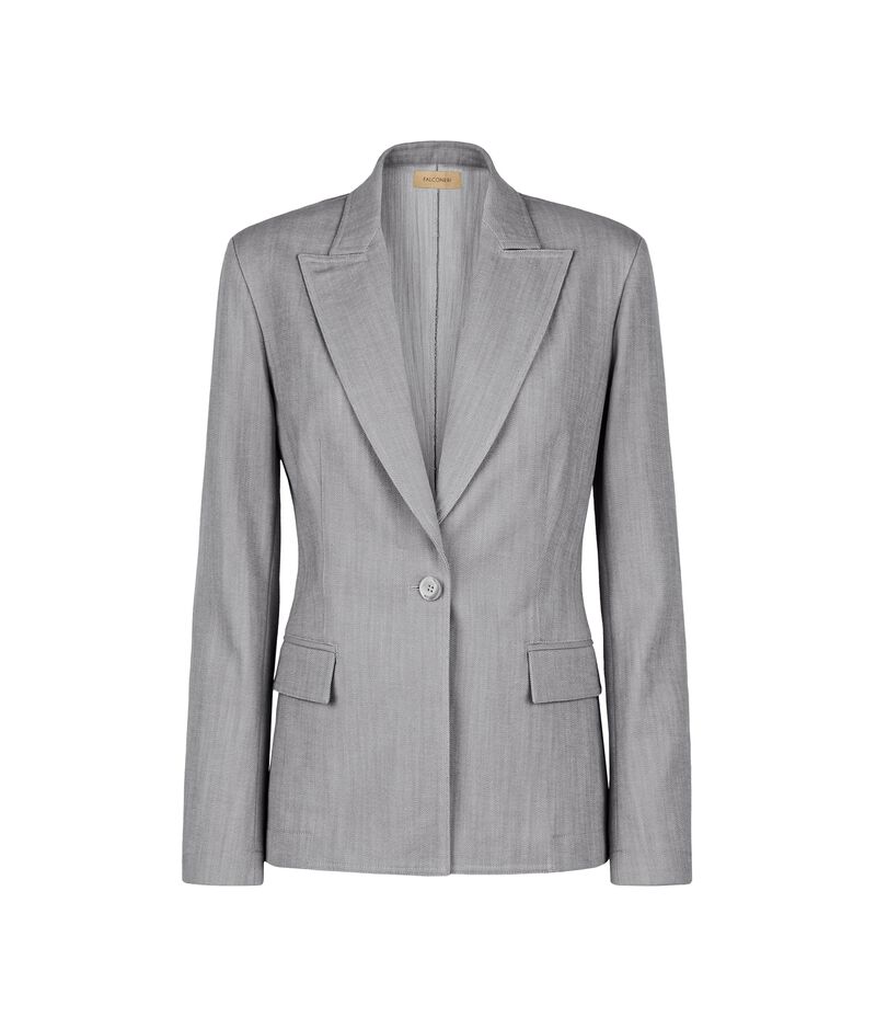 Falconeri Single-breasted Cotton Blazer Woman Gray Heather Size M