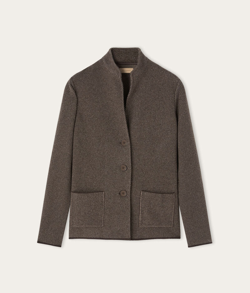 Falconeri Two-tone wool and cashmere jacket Woman Wood Brown Size S