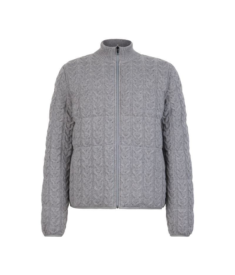 Falconeri Cashmere and technical fabric reversible cable-knit short quilted jacket Woman Heather Gray Size M