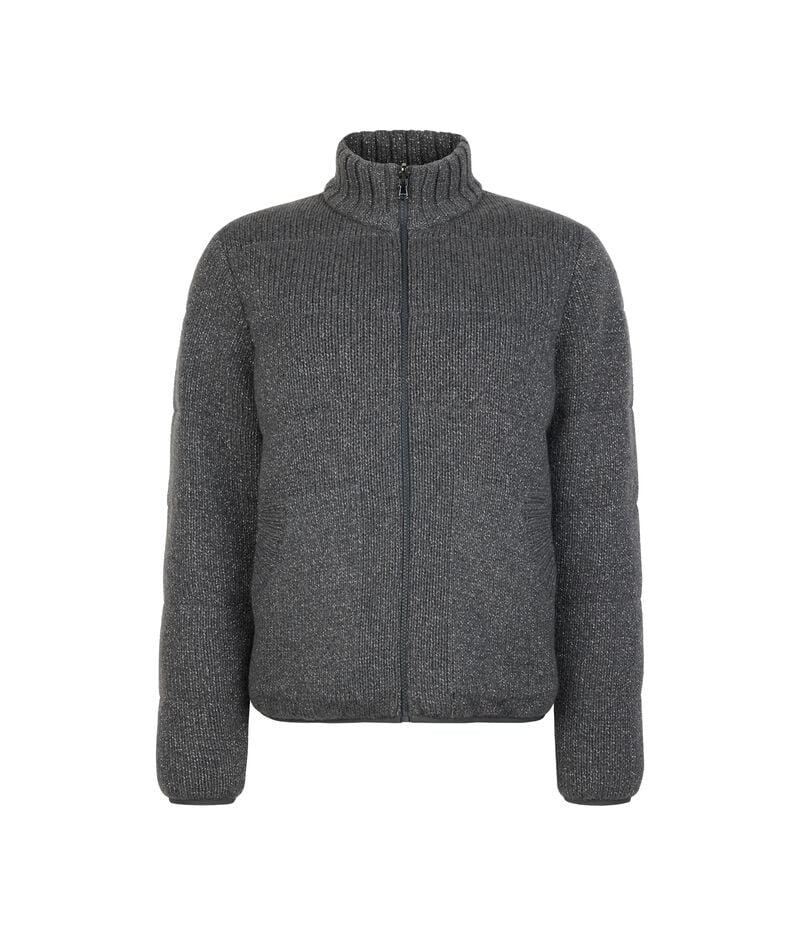 Falconeri Cashmere Tricot Lamé Reversible Short Quilted Jacket Woman Grigio Mel Scuro Lame' Size L