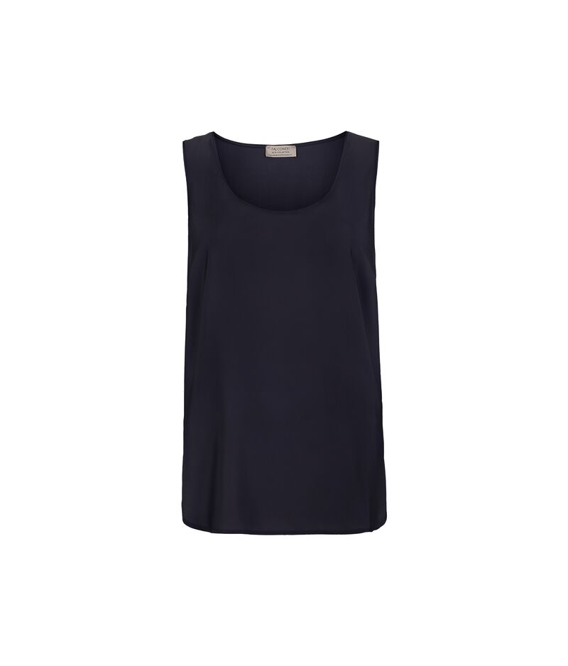 Falconeri Silk Scoop Neck Tank Top Woman Navy Blue Size LL